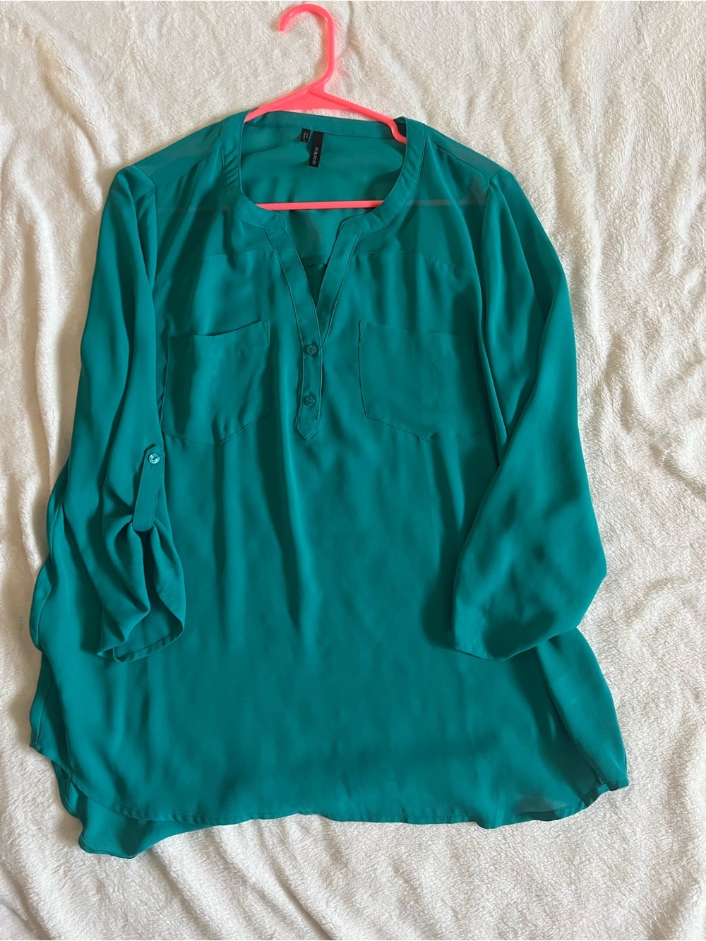 Maurices Teal Split-Neck Tunic Blouse